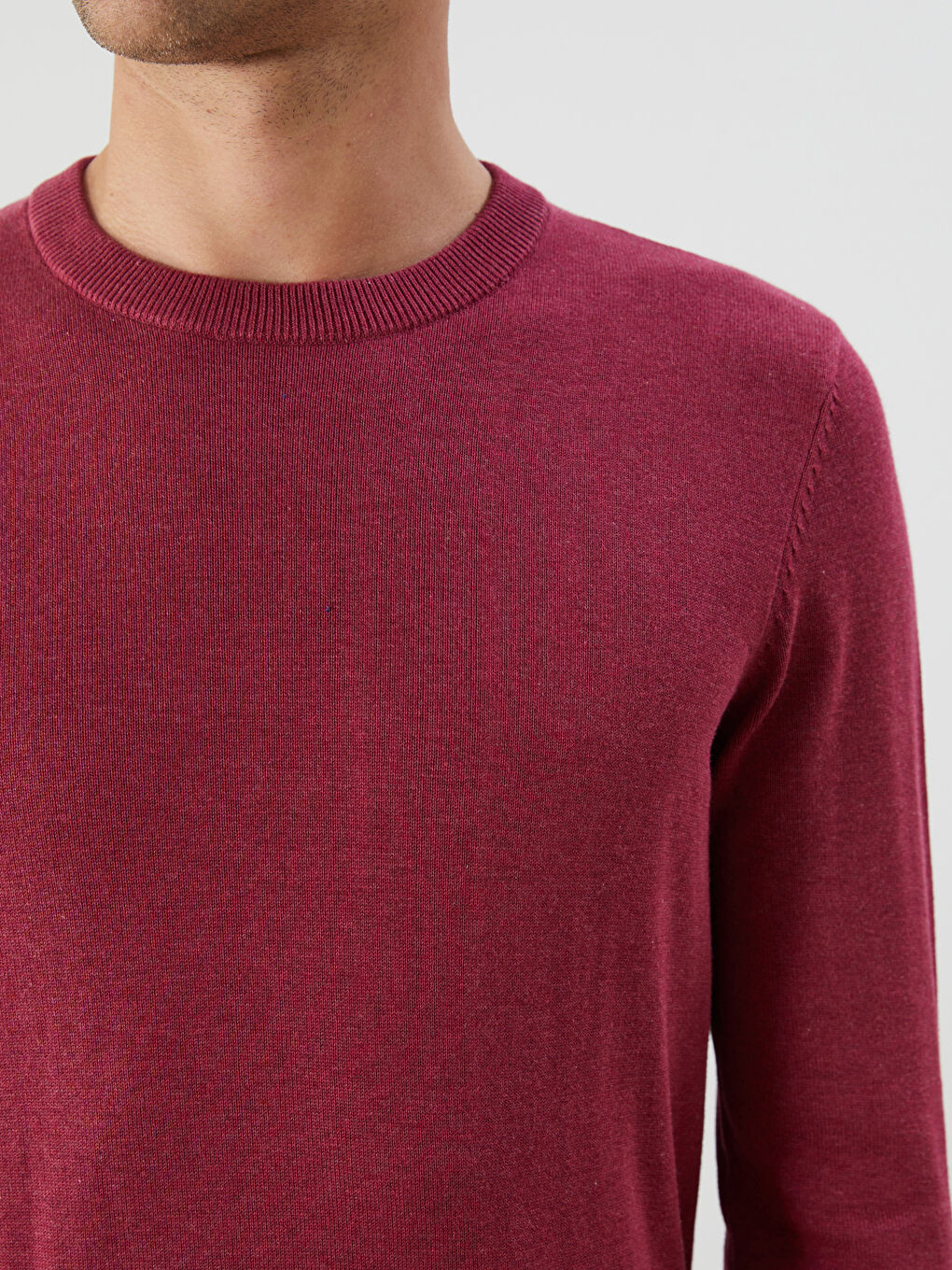 Crew Neck Long Sleeve Men's Tricot Sweater-2