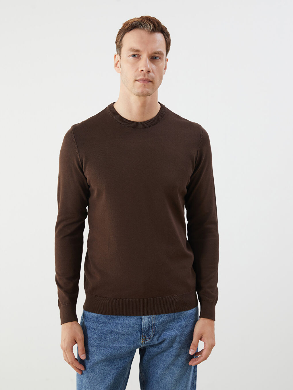 LCWAIKIKI Classic Crew Neck Long Sleeve Men's Tricot Sweater -W52331Z8-R39