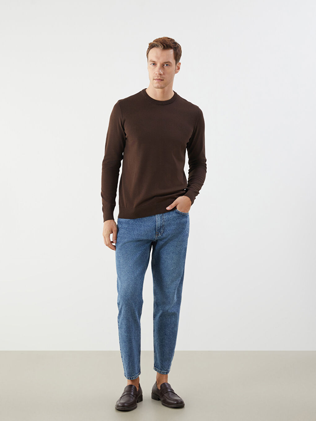 LCWAIKIKI Classic Crew Neck Long Sleeve Men's Tricot Sweater -W52331Z8-R39