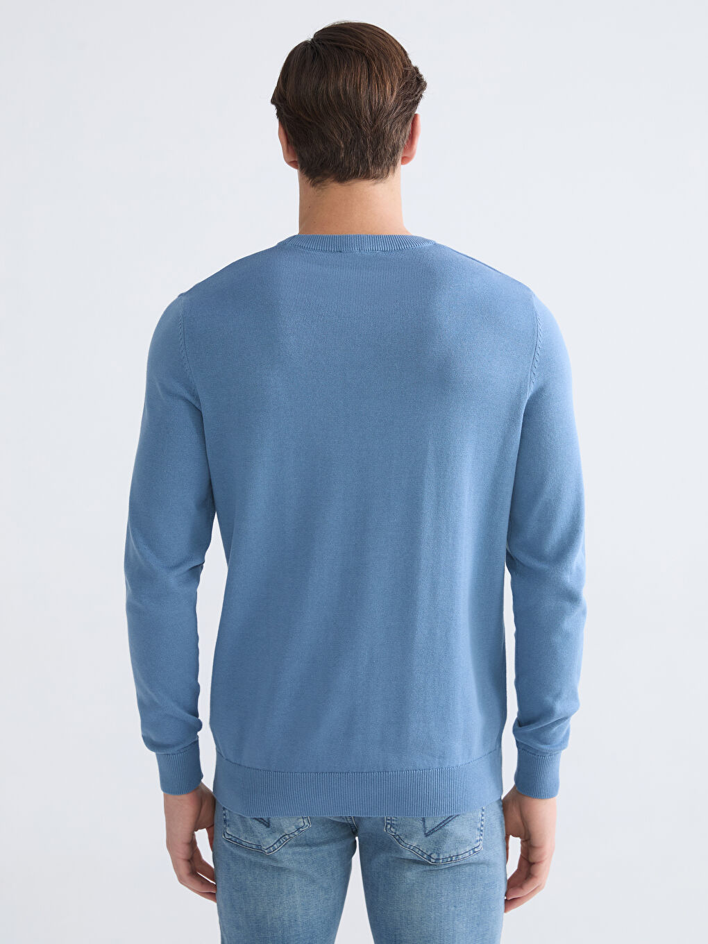 سويتر تريكو كم طويل بكول مدور رجال-3