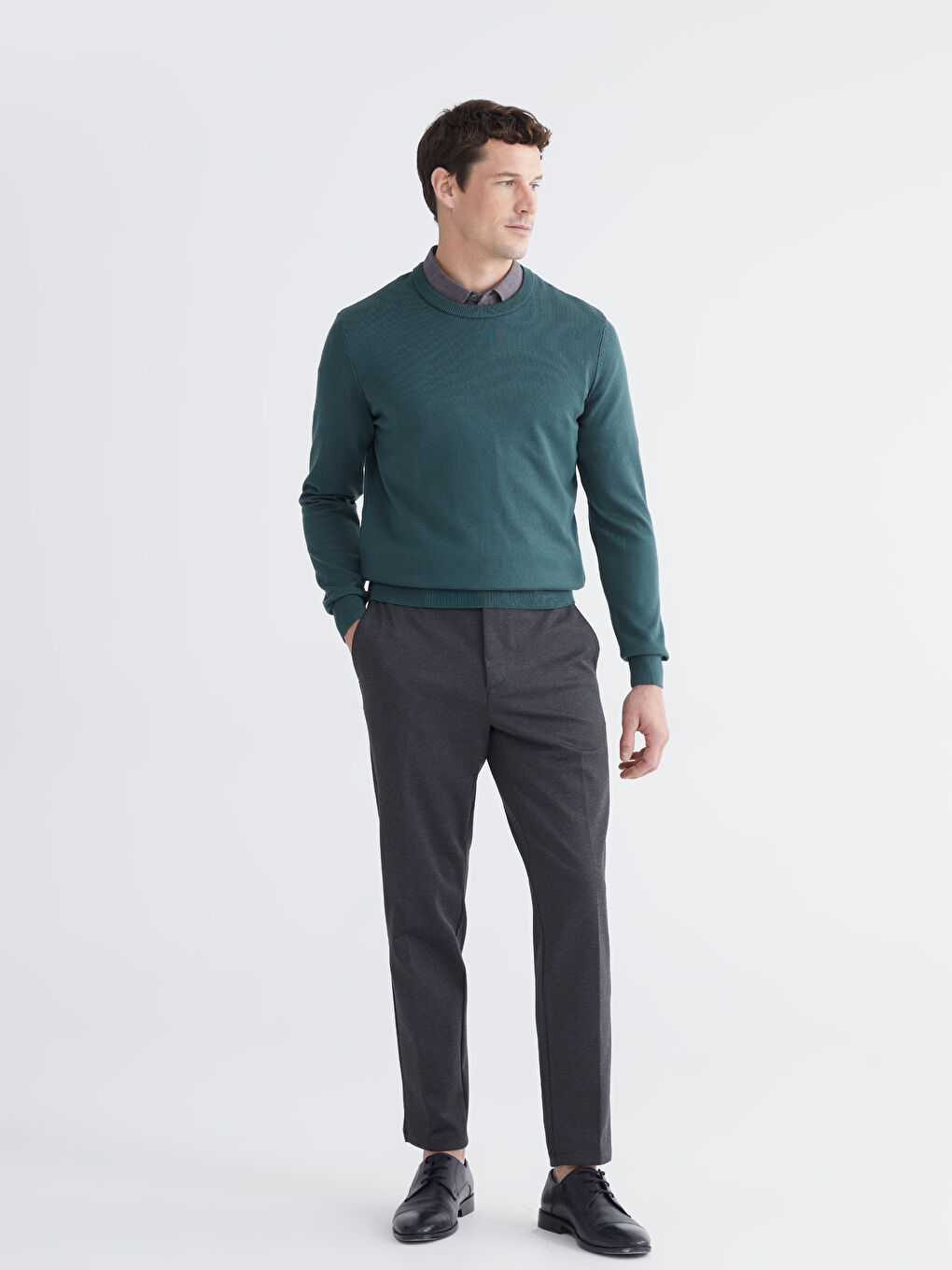 Petrol Bisiklet Yaka Erkek Triko Kazak-1