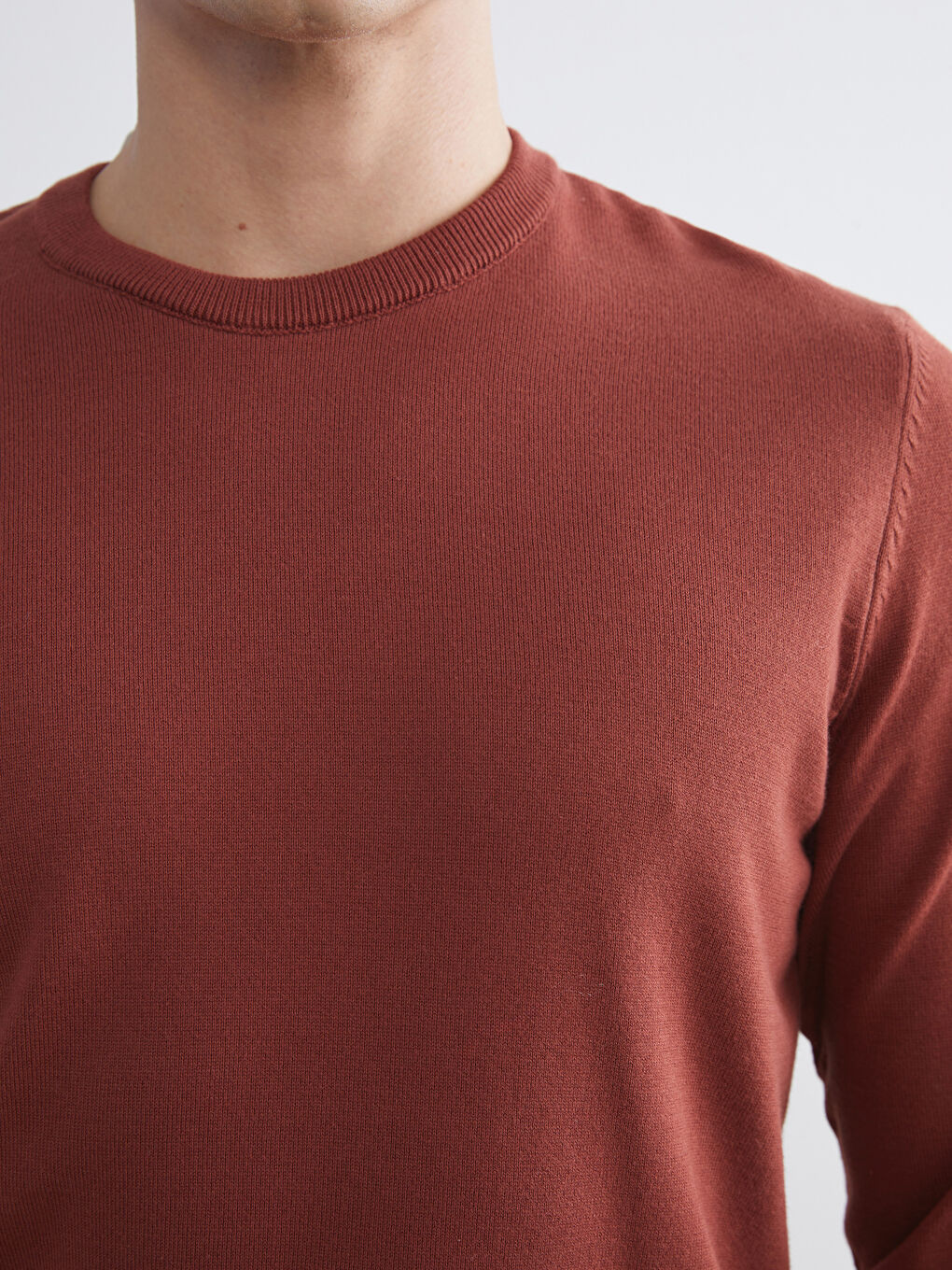 Turuncu Bisiklet Yaka Erkek Triko Kazak-2