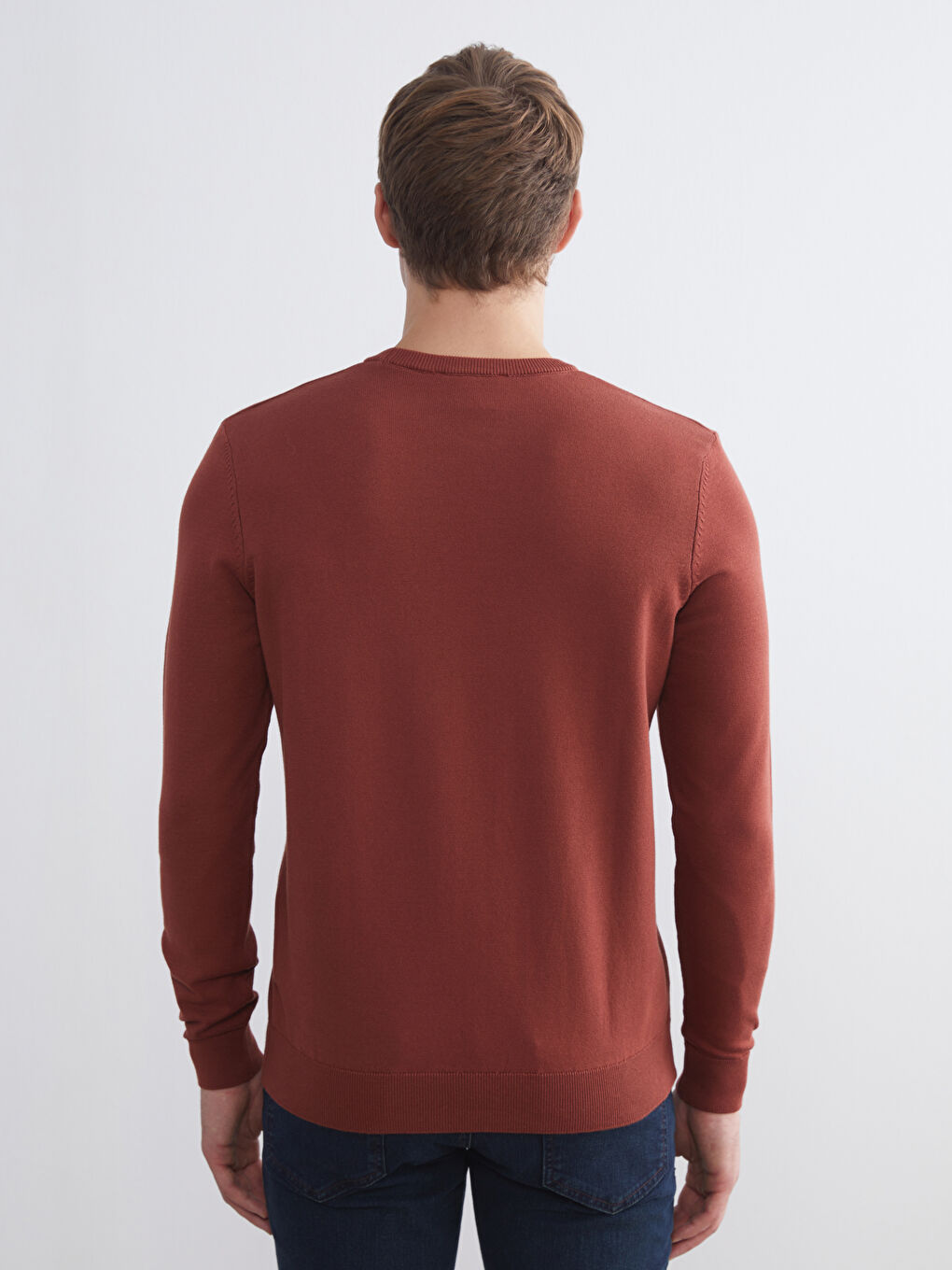 Turuncu Bisiklet Yaka Erkek Triko Kazak-3