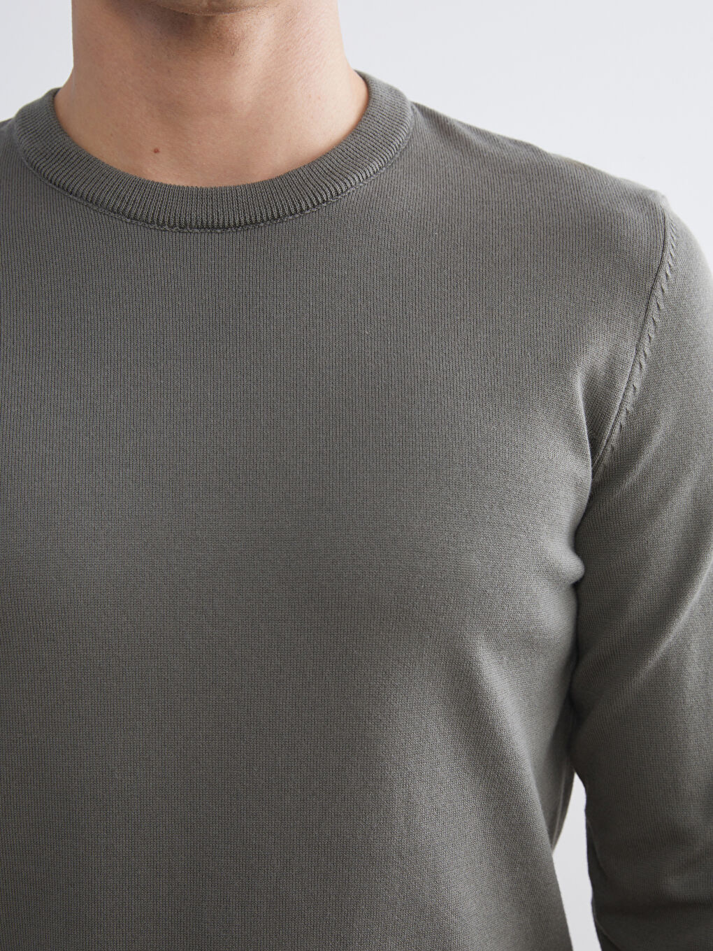 Haki Bisiklet Yaka Erkek Triko Kazak-2