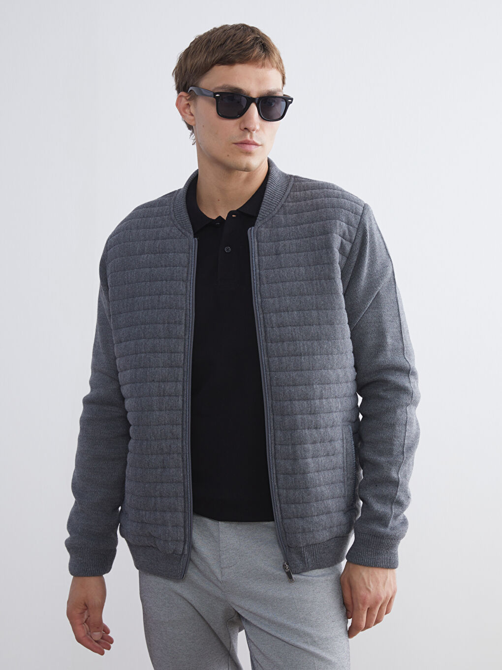 Standard Fit College Collar Men's Knitwear Cardigan