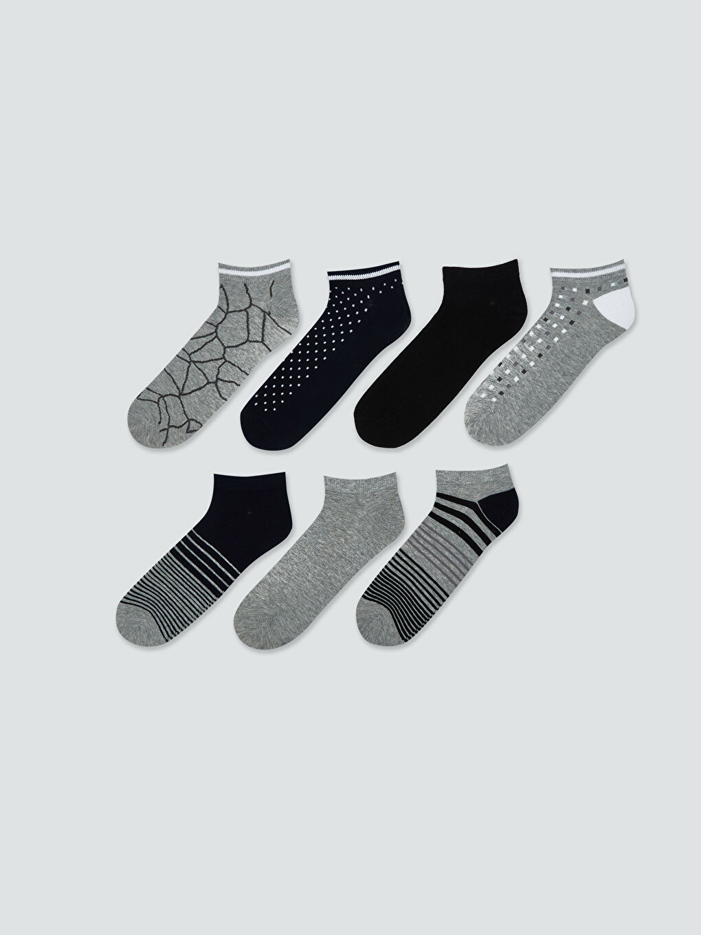 LCW ACCESSORIES Patterned Men's Trainer Socks 7 Pack -W52365Z8-K00