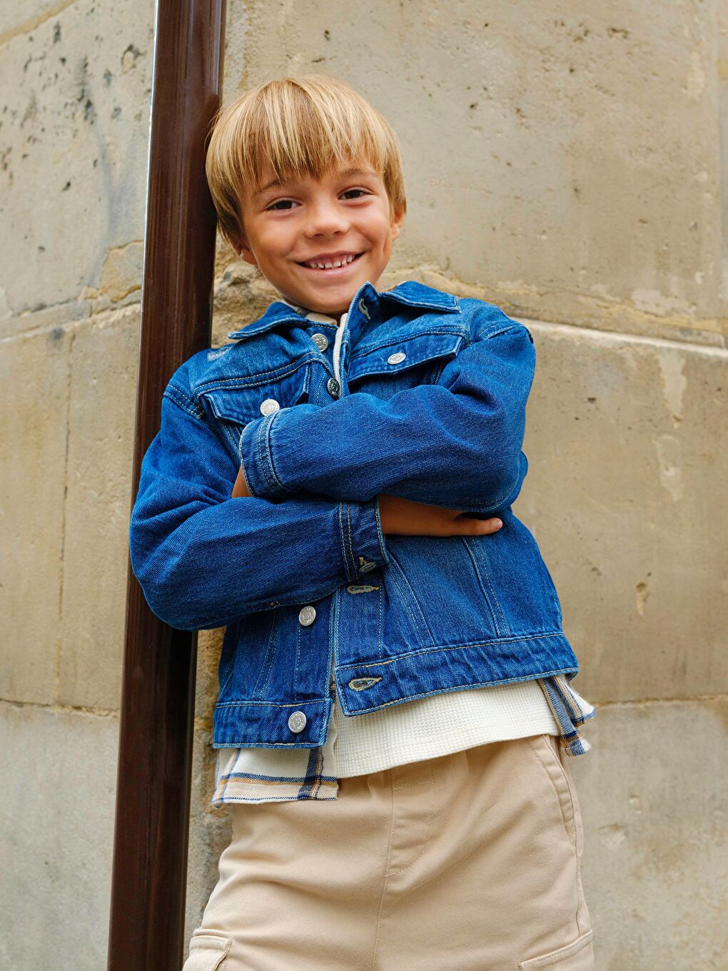 Collared Neck Boys' Denim Jacket