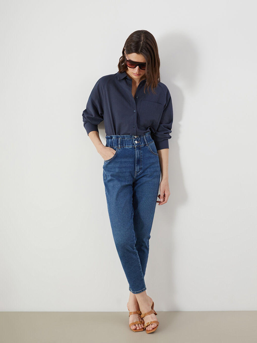 LCWAIKIKI Classic Elasticated Waist Slim Mom Women's Jeans -W52390Z8-H45