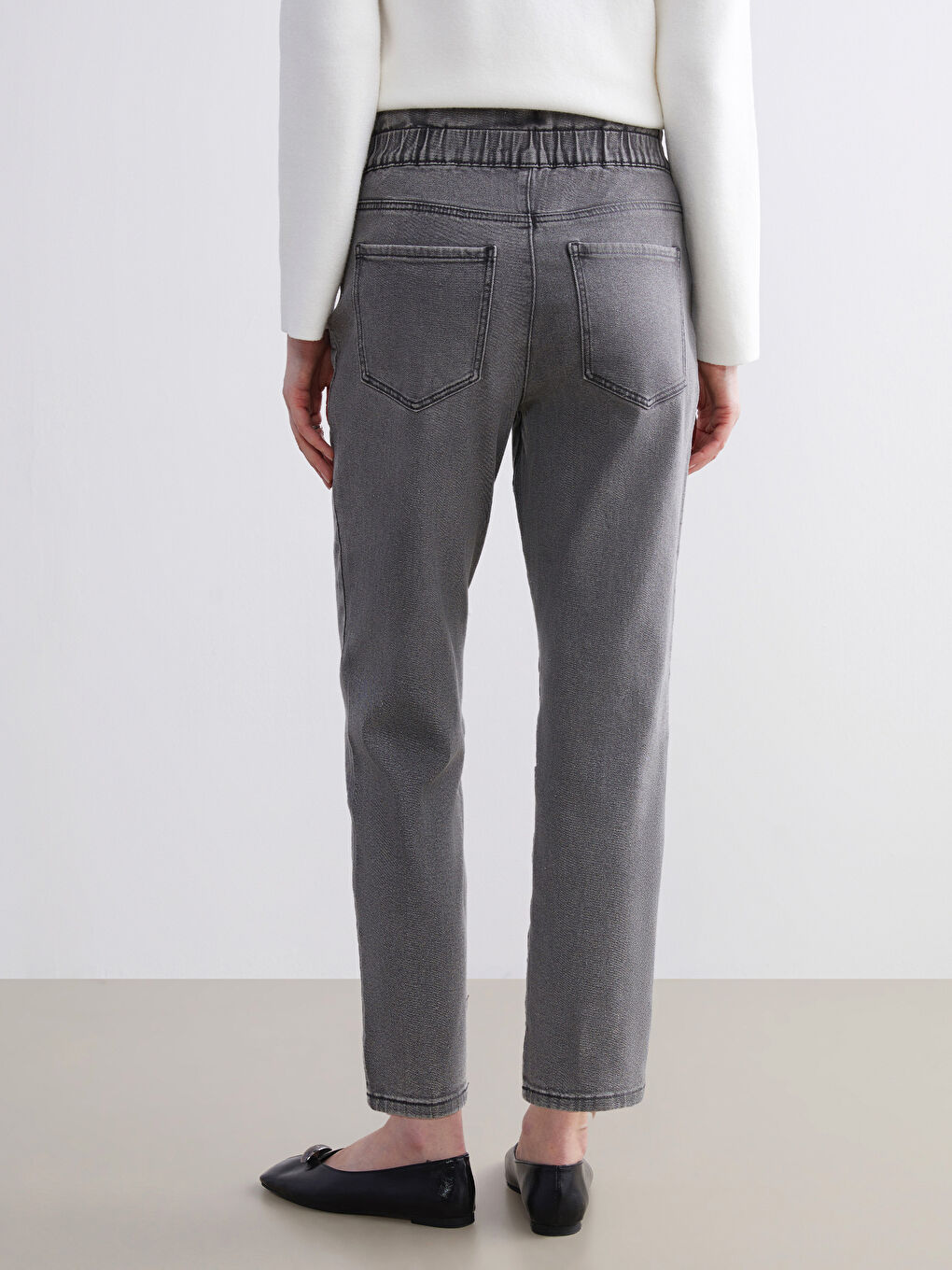 Jean Sac en Papier à Taille Élastiquée pour Femmes-3