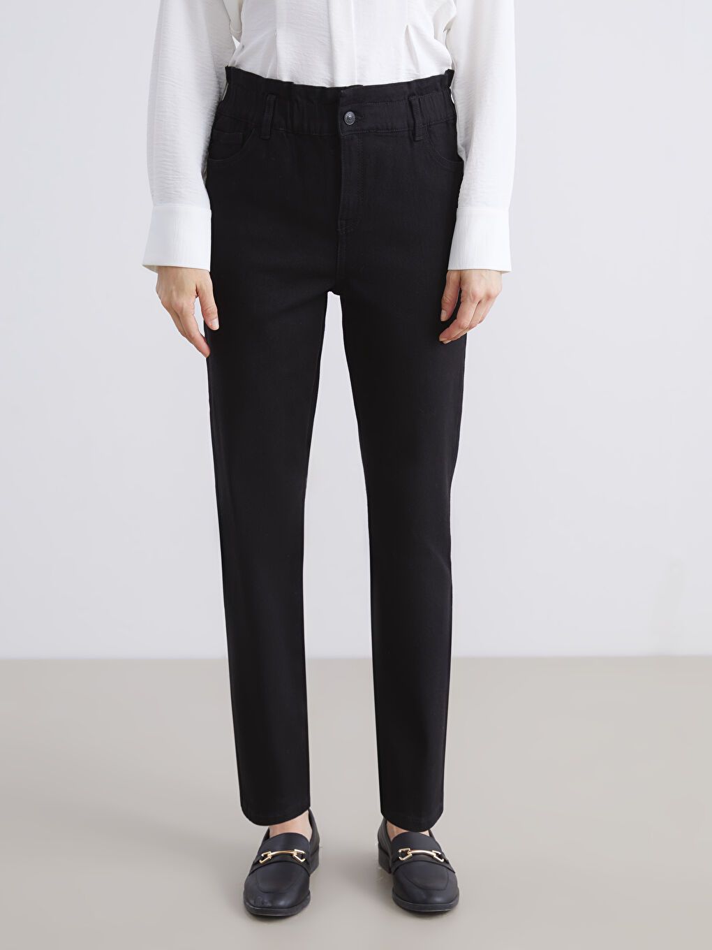 Elasticated Waist Slim Mom Women's Jeans-2