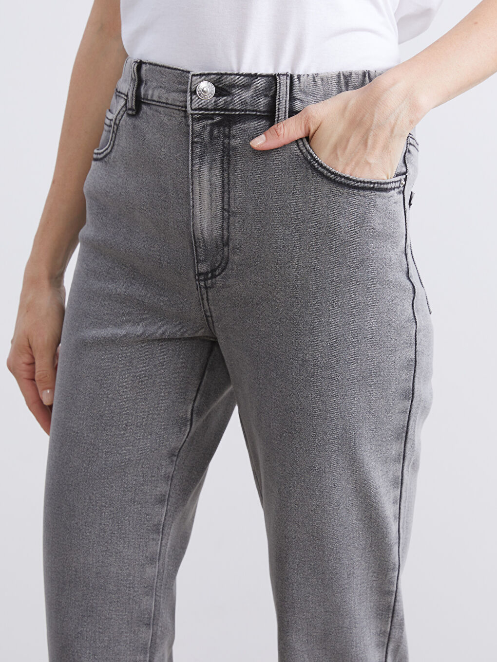 Elasticated Waist Slim Mom Women's Jeans-2