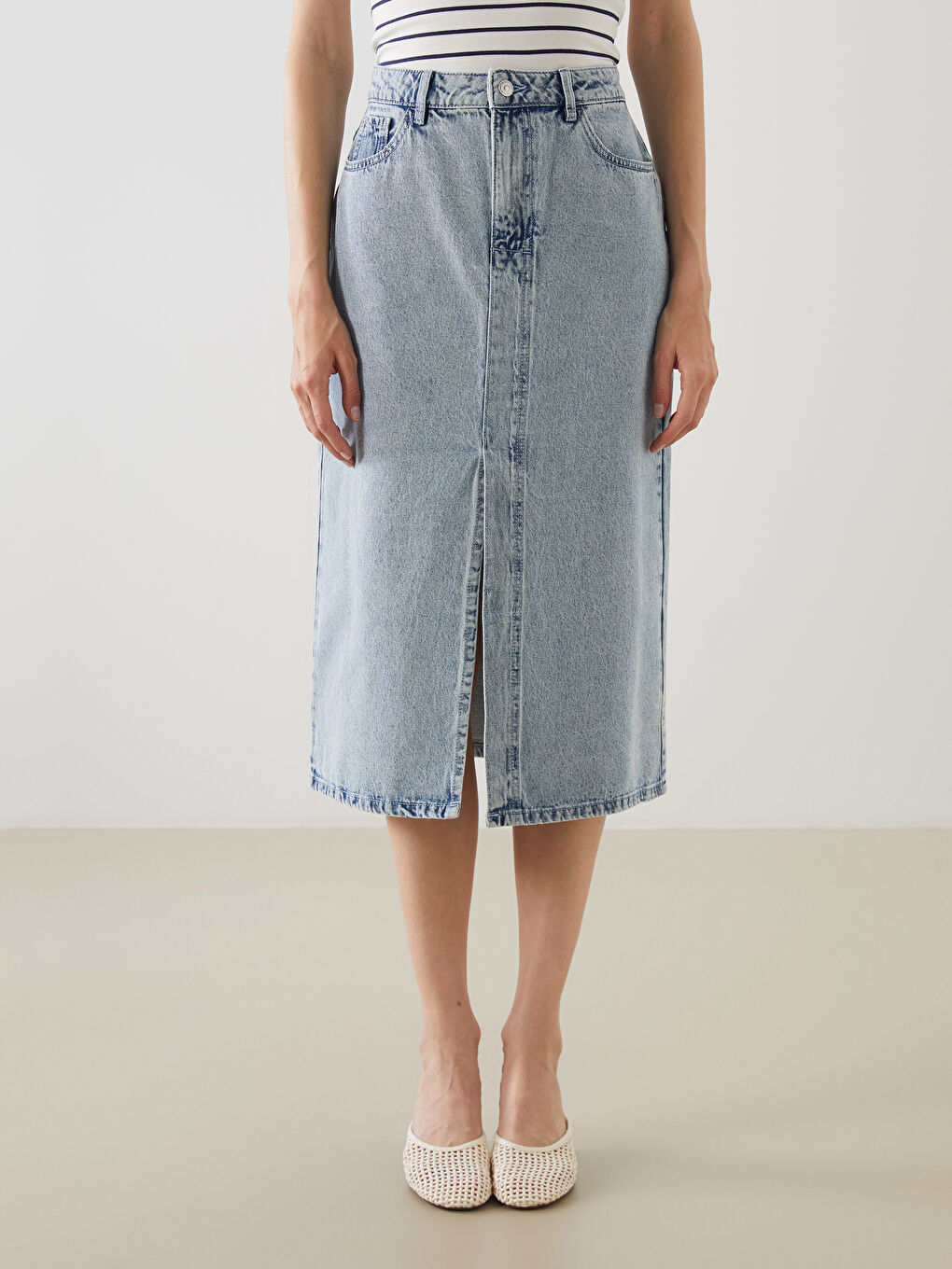 LCWAIKIKI Classic Slim Fit Denim Skirt -W52396Z8-311