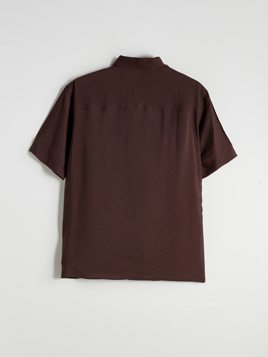 Kahverengi Regular Fit Kısa Kollu Viskon Erkek Gömlek-5
