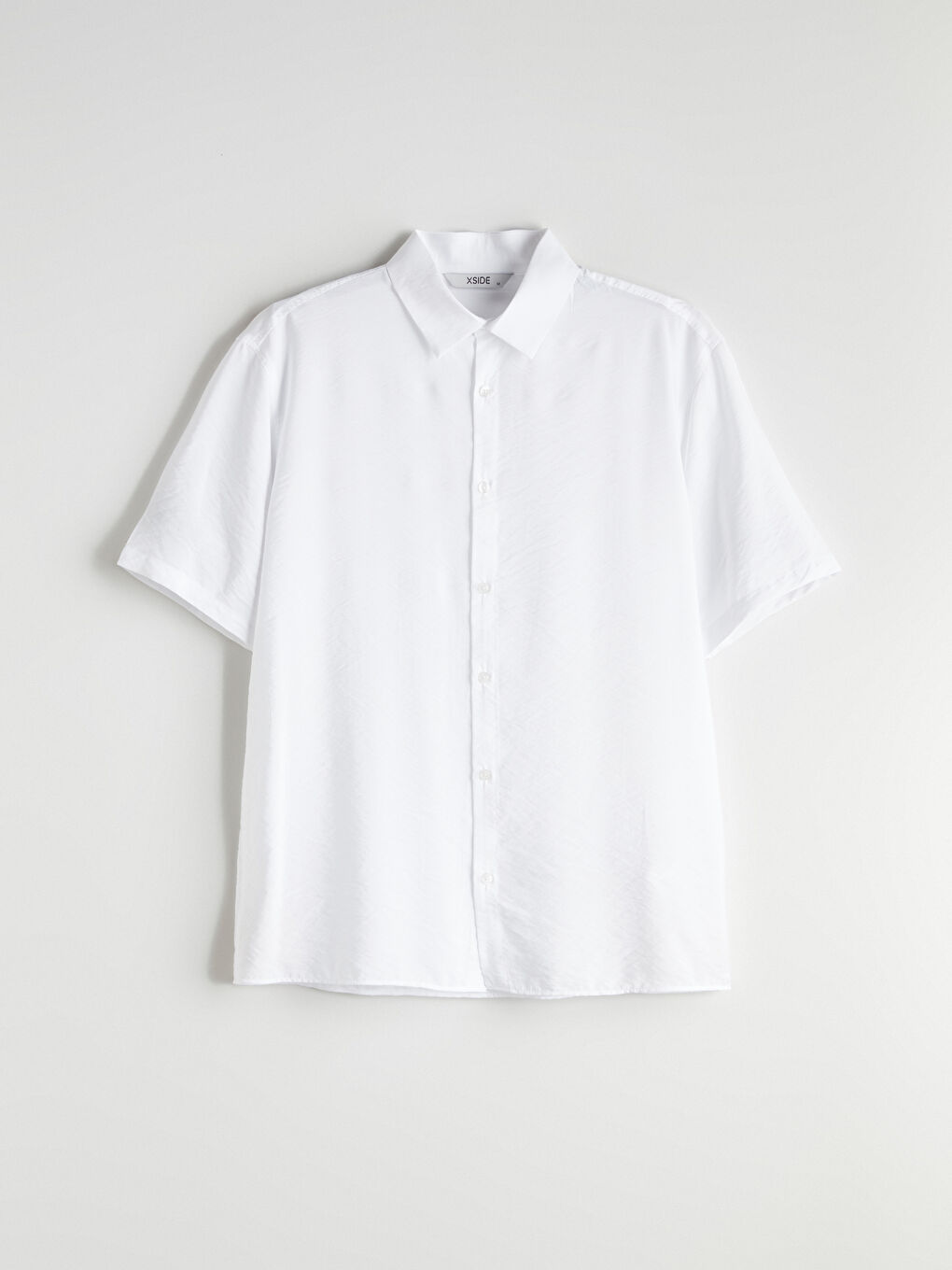 Beyaz Regular Fit Kısa Kollu Viskon Erkek Gömlek-4