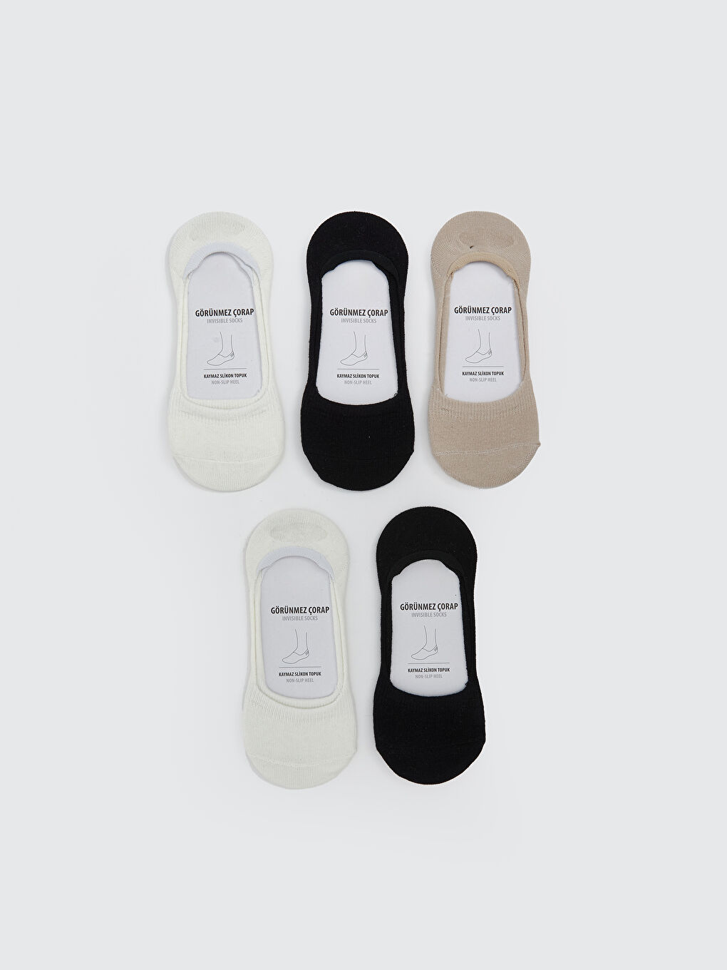 LCW DREAM Women's Plain Invisible Socks 5 Pack -W52408Z8-FFB