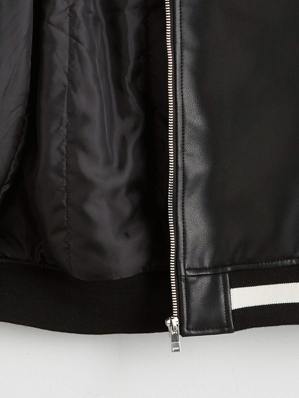 Standard Fit College Collar Men's Faux Leather Coat-7