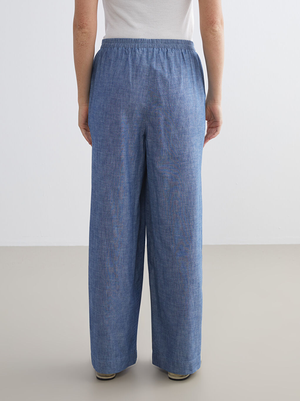 LCW Modest Elastic Waist Wide Leg Women's Jeans -W52441Z8-507