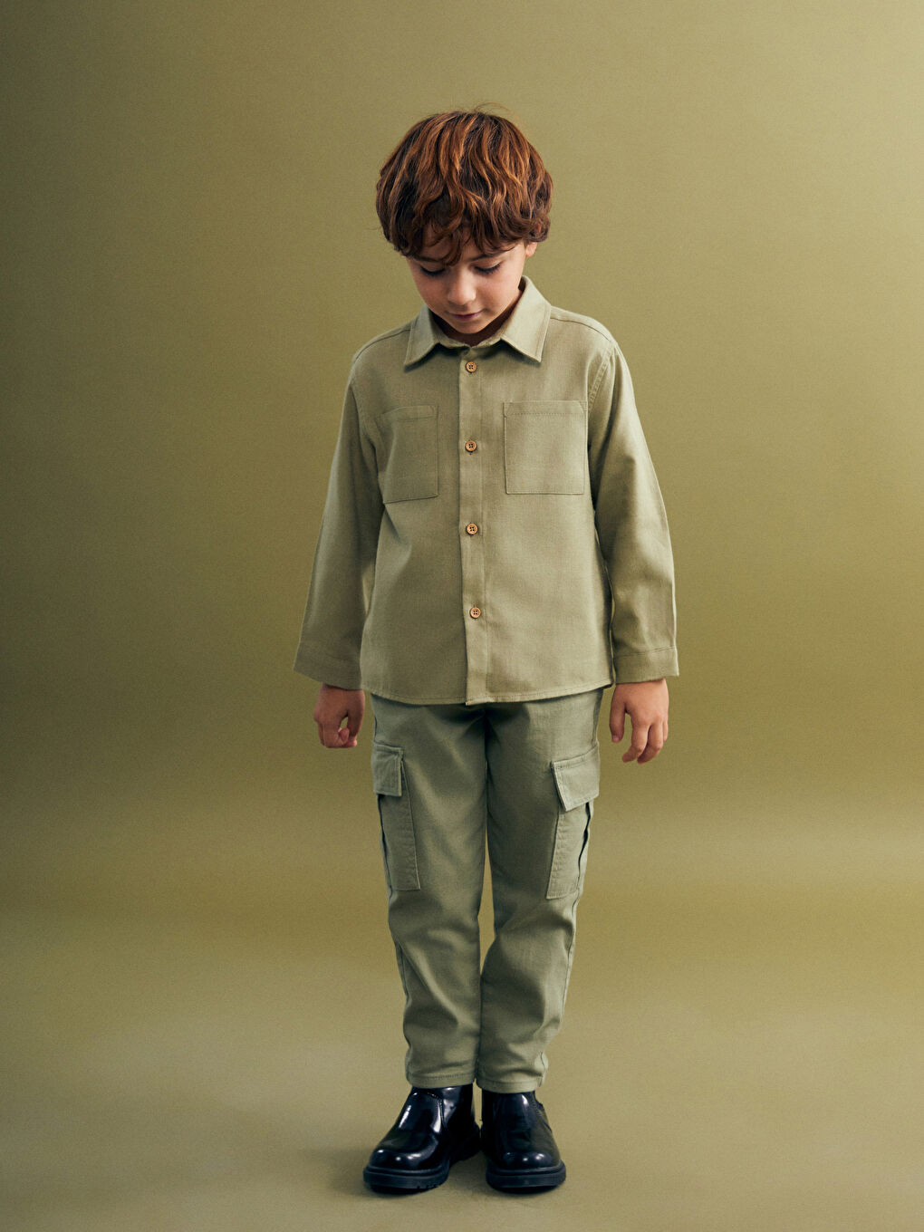 Basic Gabardine Long Sleeve Boy Shirt-1