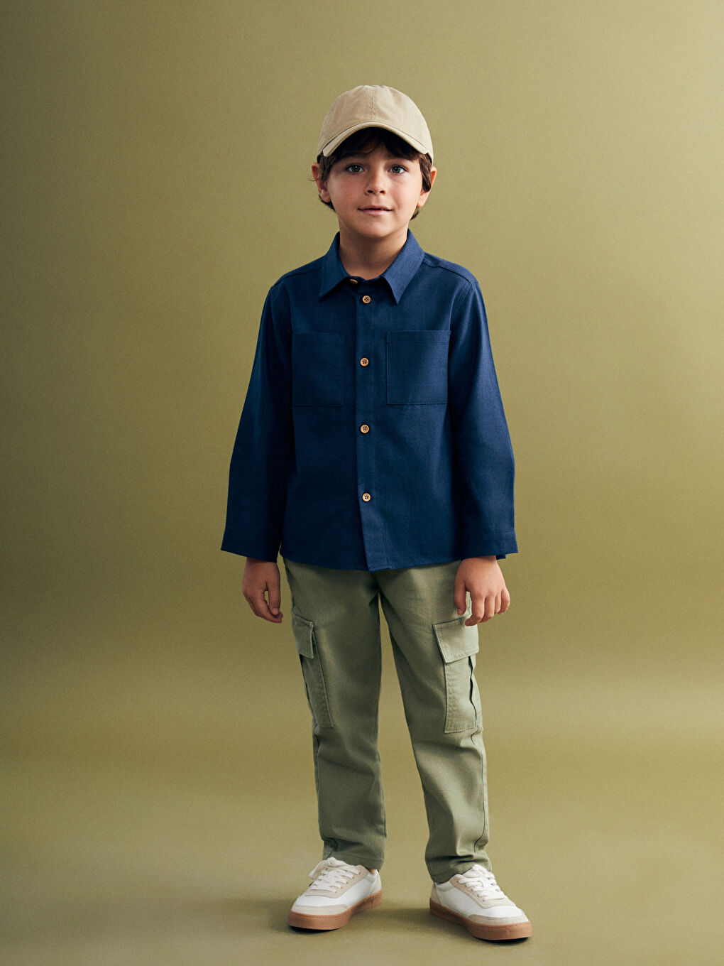 İndigo Basic Gabardin Uzun Kollu Erkek Çocuk Gömlek-1