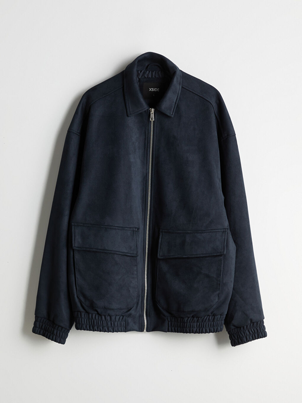 Relaxed Fit Collared Neck Suede Men's Coat-5