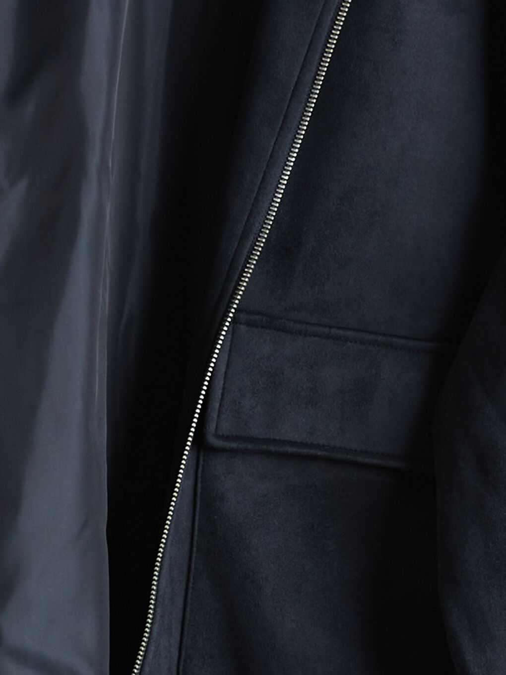 Relaxed Fit Collared Neck Suede Men's Coat-6