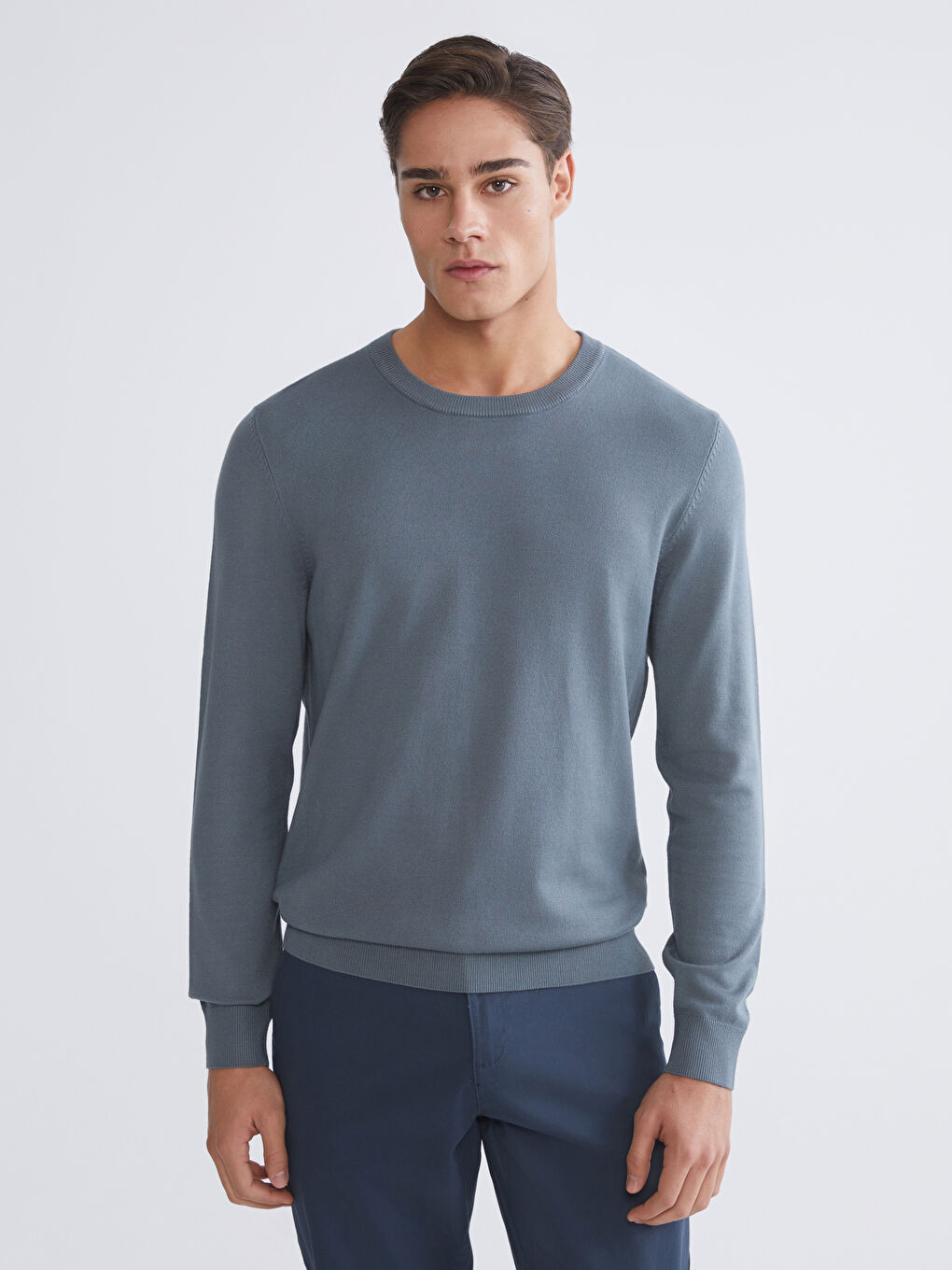 Crew Neck Long Sleeve Men's Tricot Sweater