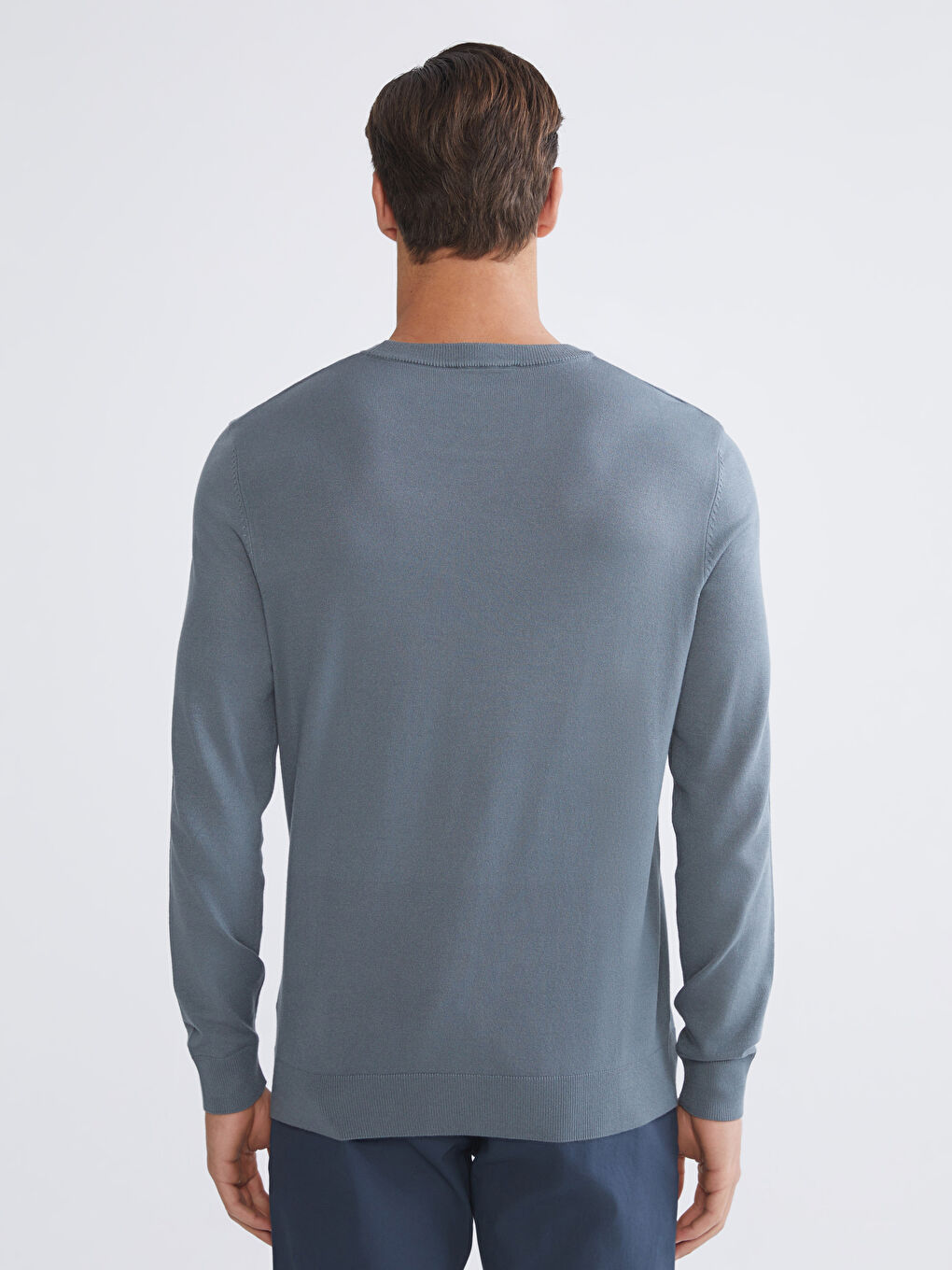 Crew Neck Long Sleeve Men's Tricot Sweater-3
