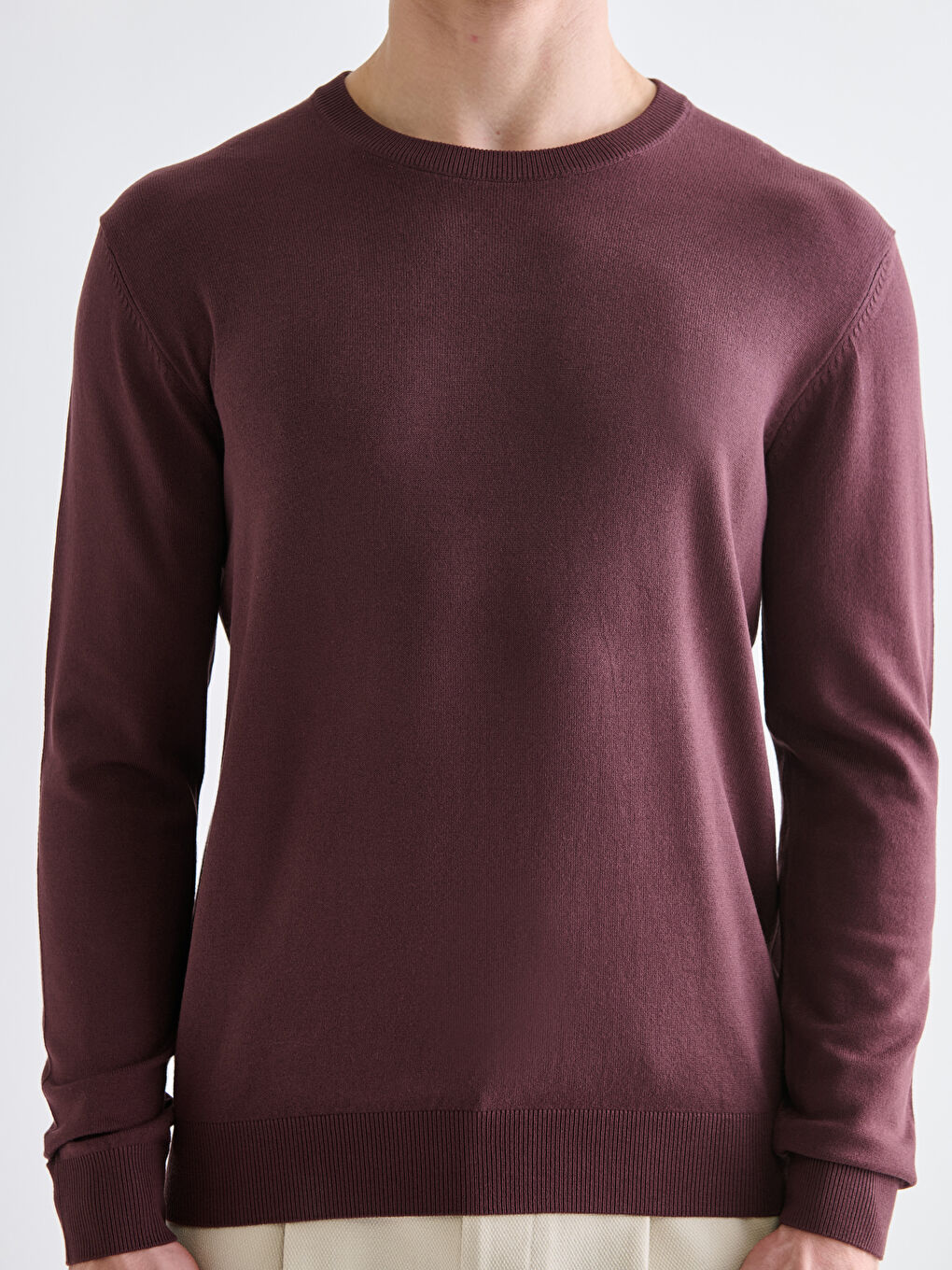 LCWAIKIKI Classic Crew Neck Long Sleeve Men's Tricot Sweater -W52459Z8-HEN