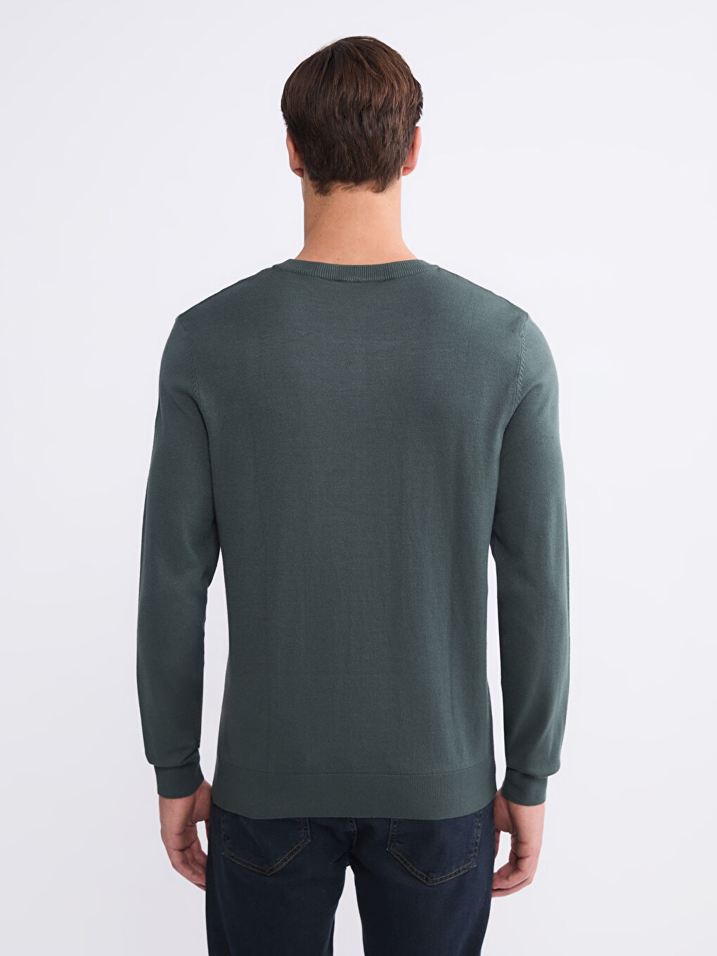 Rundhalsausschnitt Langarm Herren Strickpullover-3