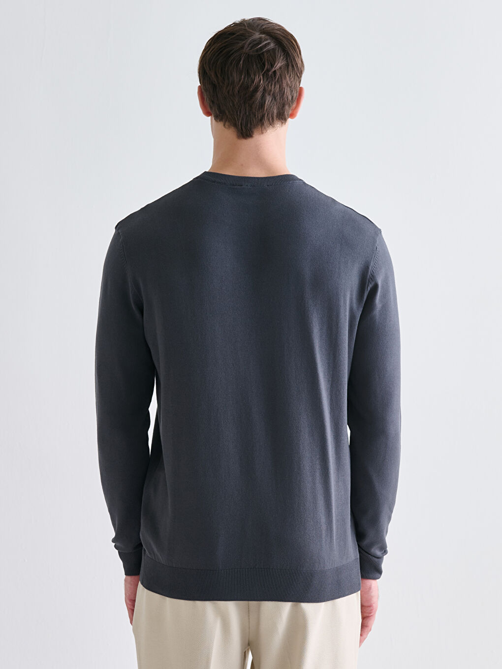 Crew Neck Long Sleeve Men's Tricot Sweater-6