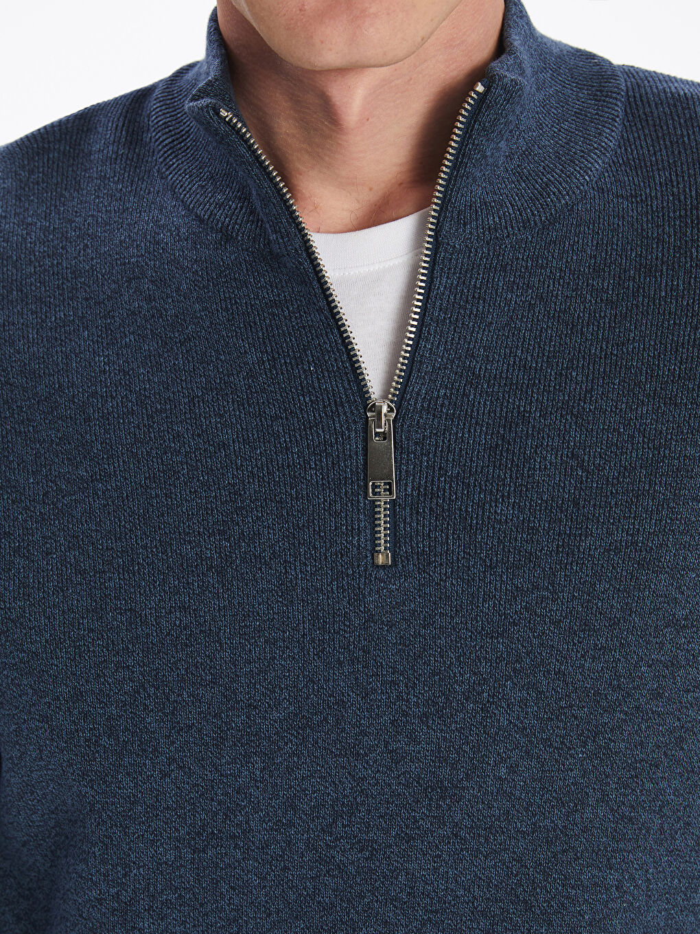 Funnel Neck Long Sleeve Men's Knitwear Sweater-2