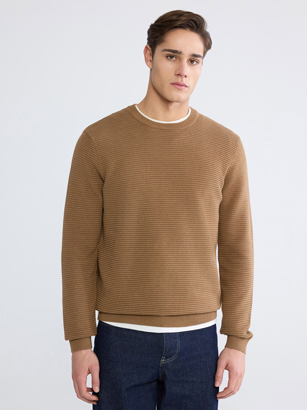 Muški Trikotažni Džemper Okruglog İzreza Dugih Rukava