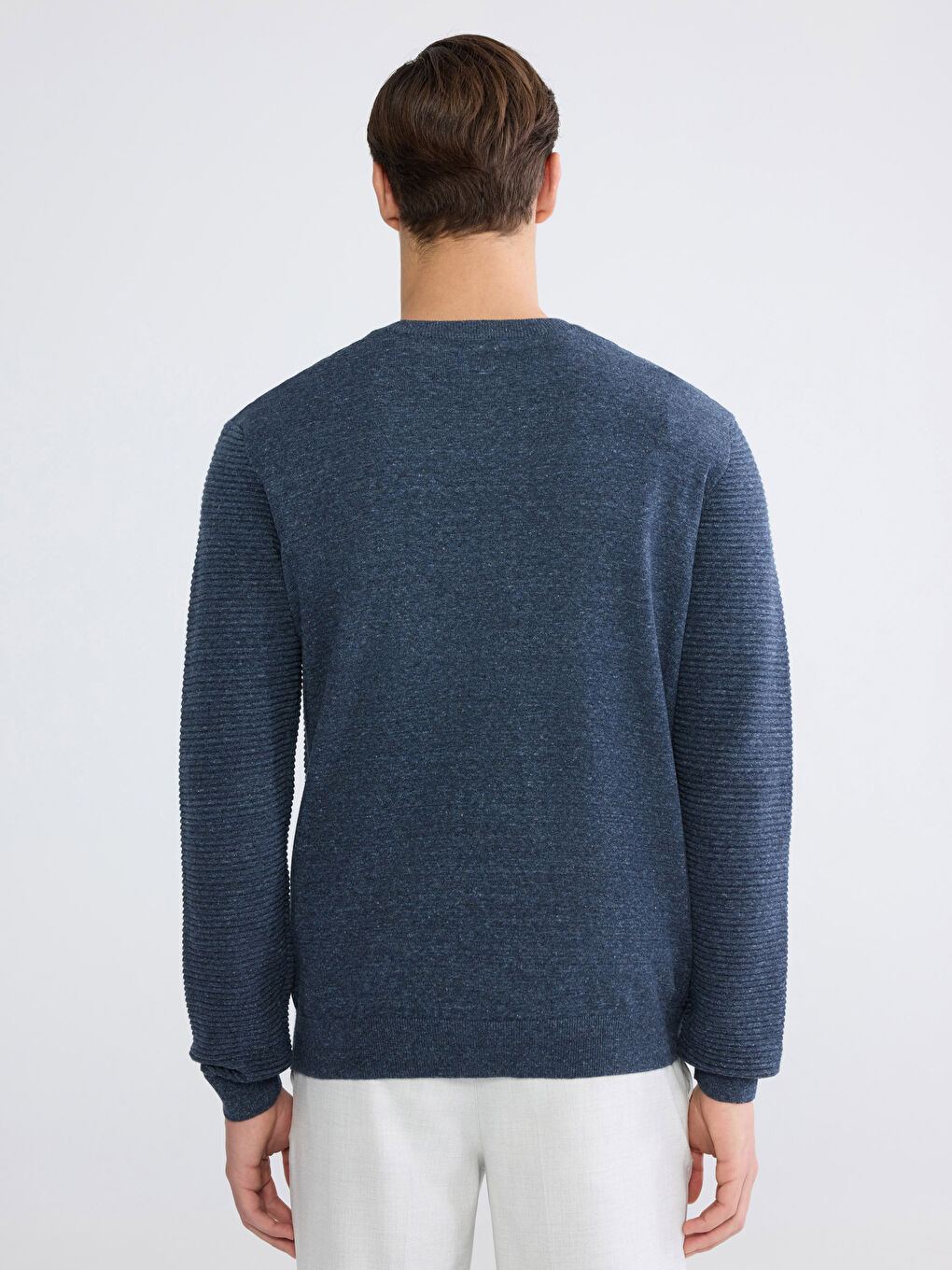 Muški Trikotažni Džemper Okruglog İzreza Dugih Rukava-3