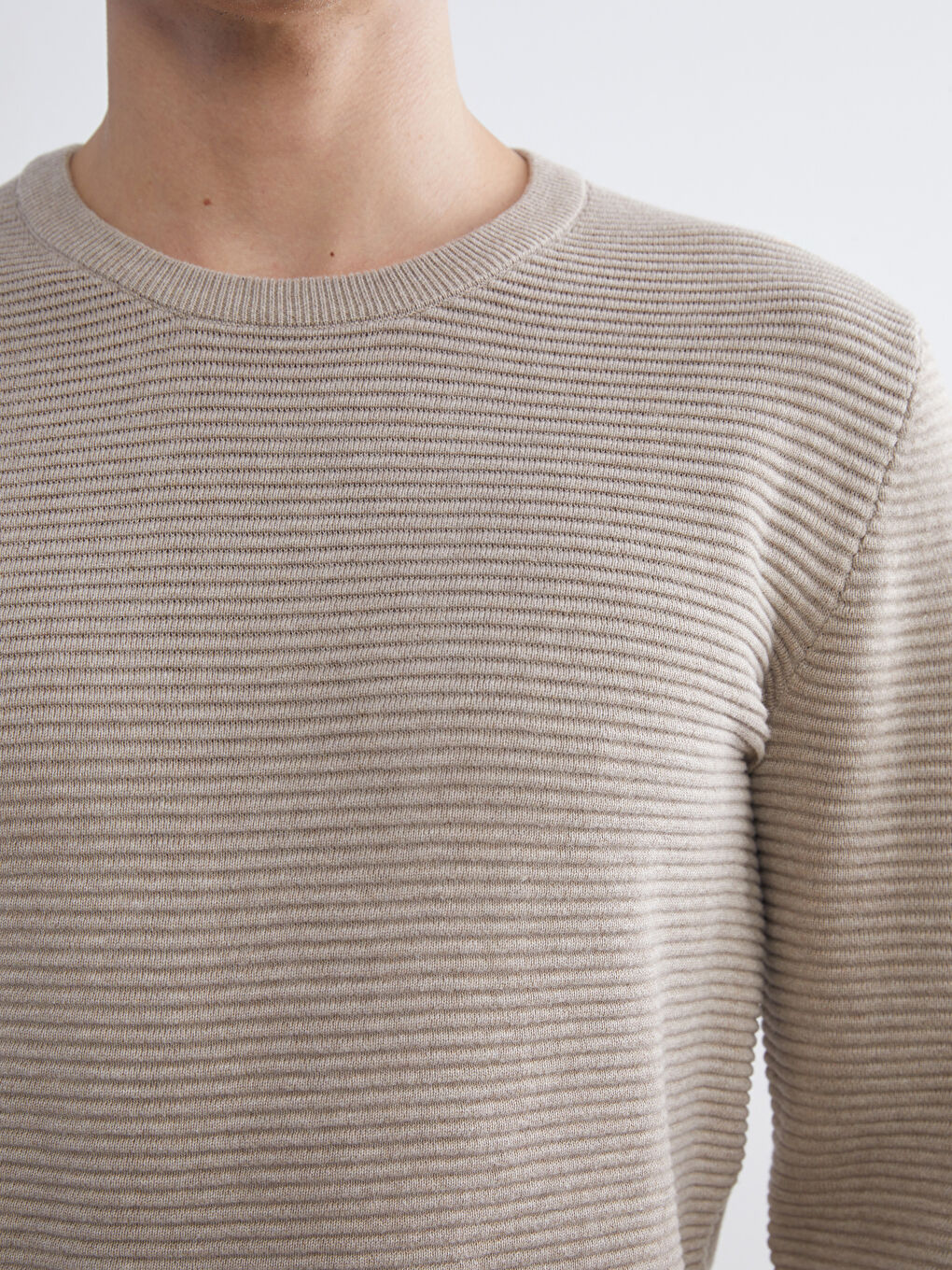 Crew Neck Long Sleeve Men's Tricot Sweater-2