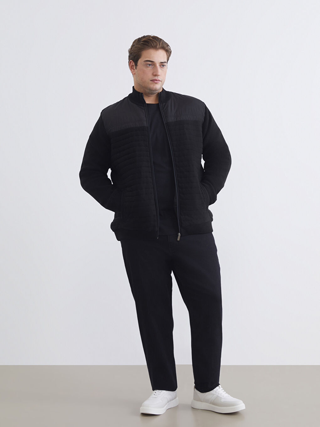 Reguläre Passform Trichterkragen Herren Strickmantel-11