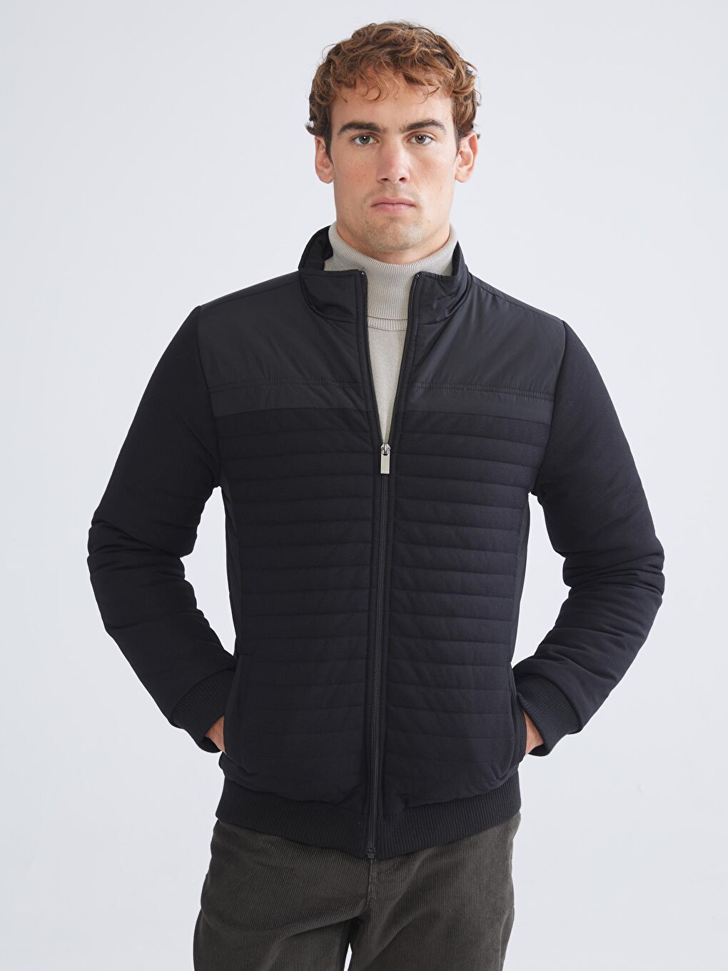 Regular Fit Funnel Neck Men's Knitwear Coat-1