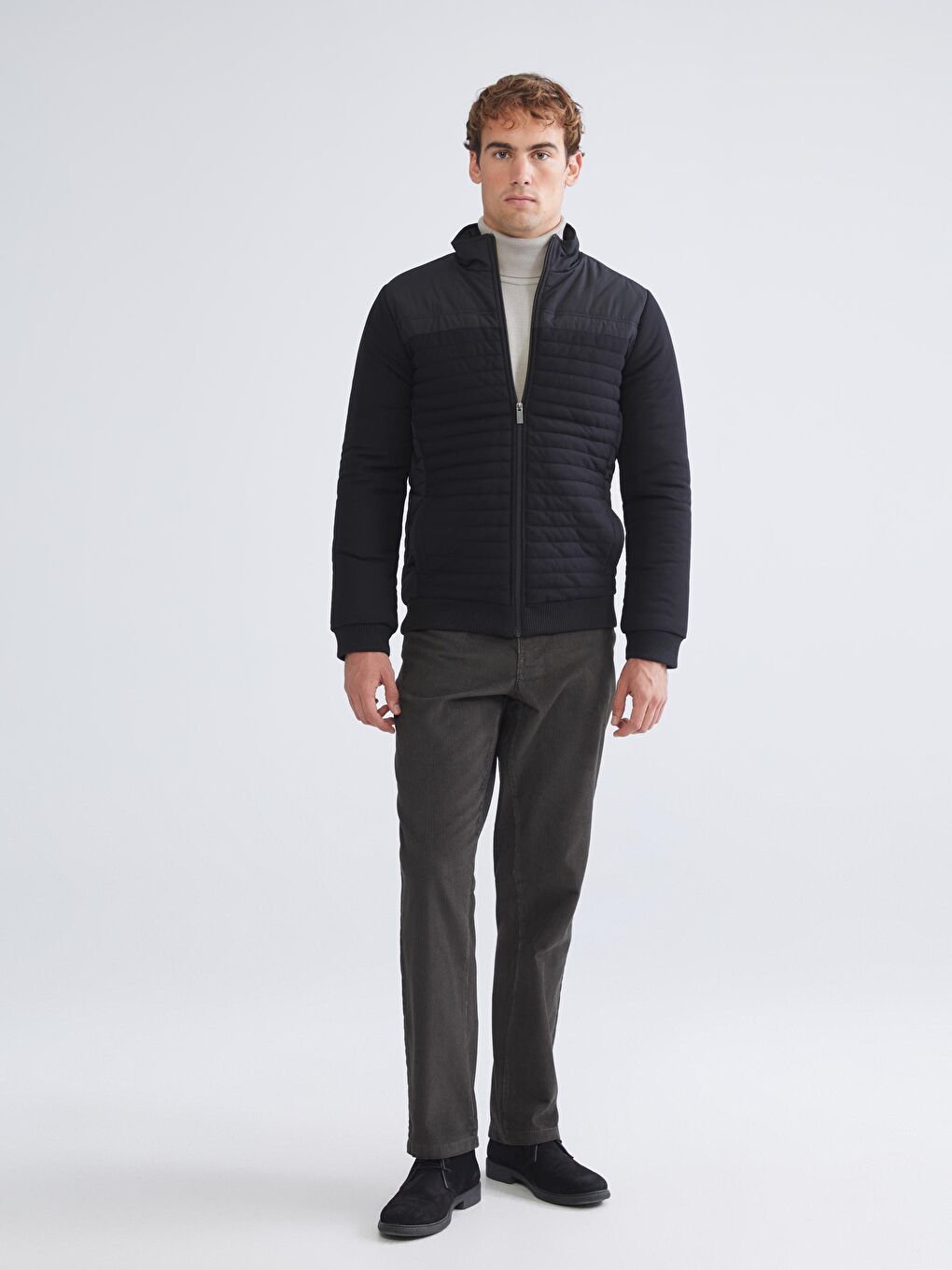 Regular Fit Funnel Neck Men's Knitwear Coat-2