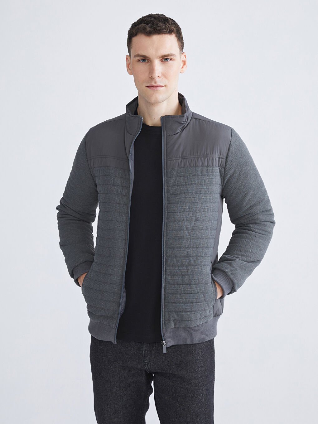 Regular Fit Funnel Neck Men's Knitwear Coat-2