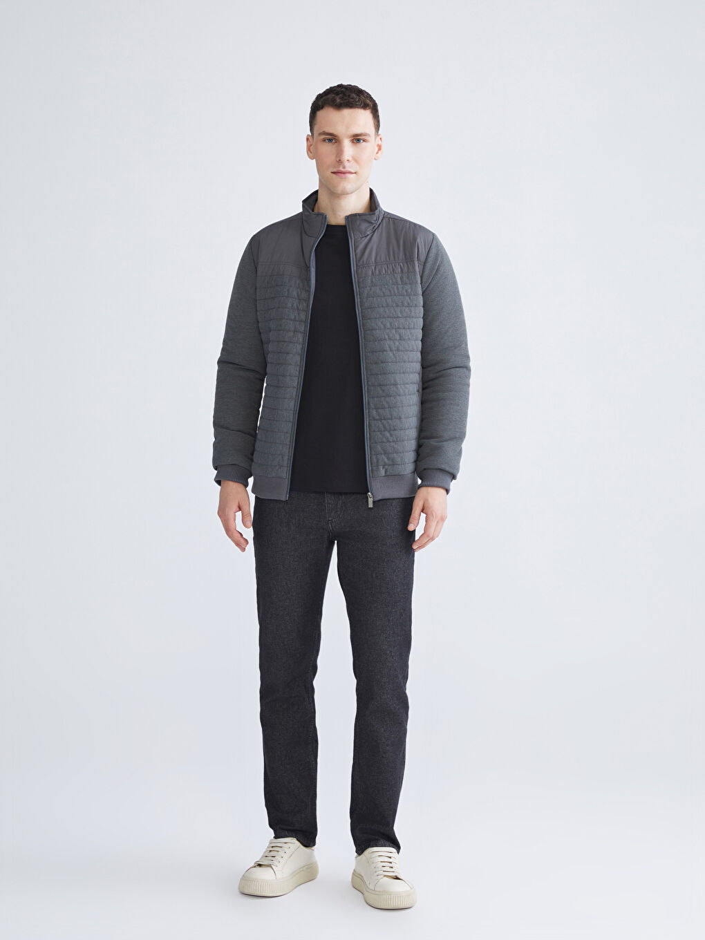 Regular Fit Funnel Neck Men's Knitwear Coat-3
