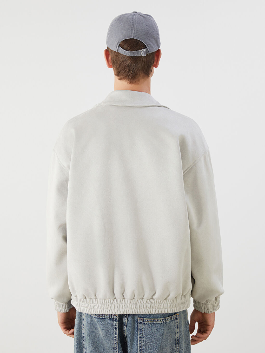 Gri Rahat Kalıp Gömlek Yaka Süet Erkek Mont-4