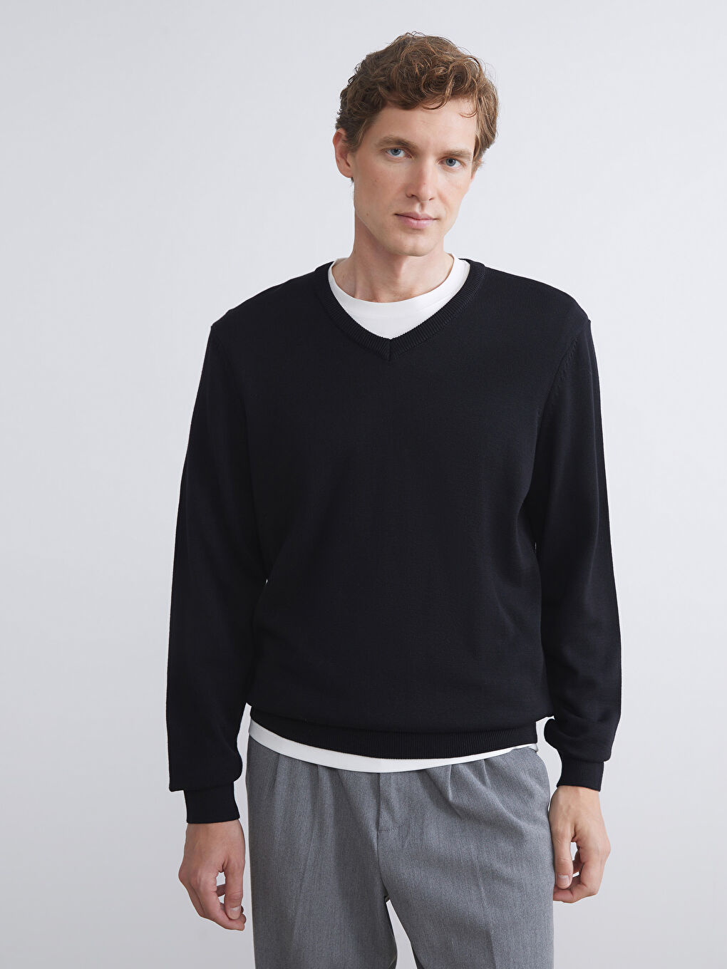 V Neck Men's Knitwear Sweater