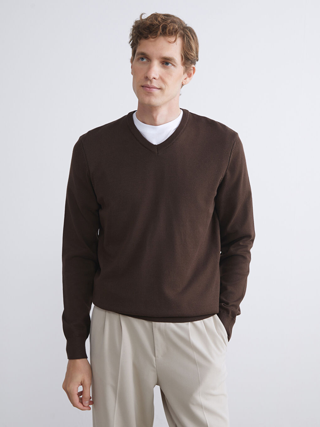 V Neck Men's Knitwear Sweater