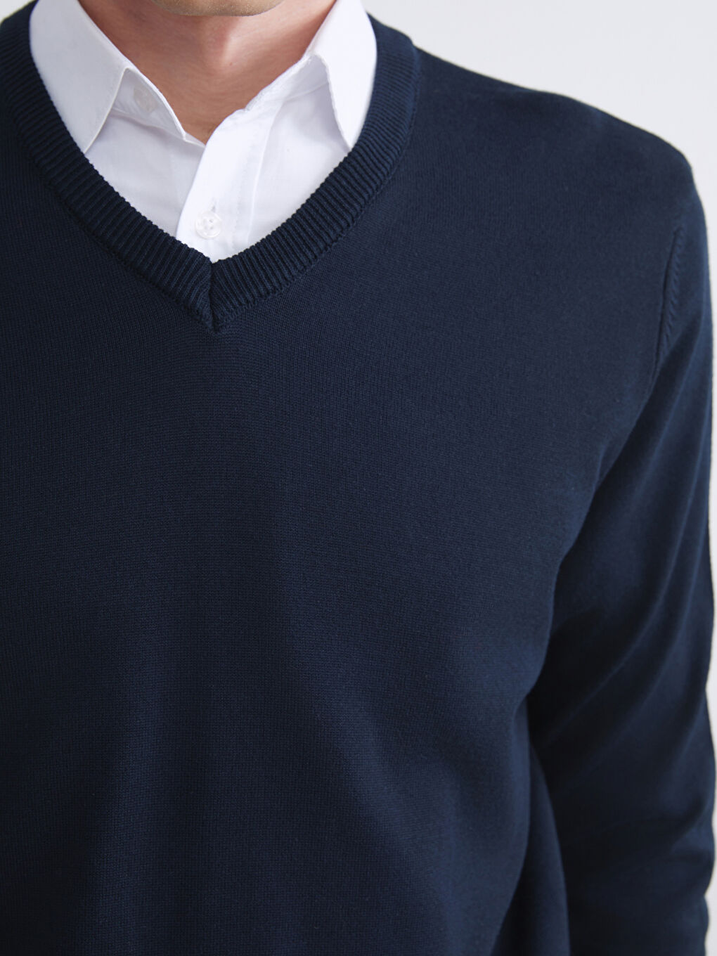 Lacivert V Yaka Erkek Triko Kazak-2