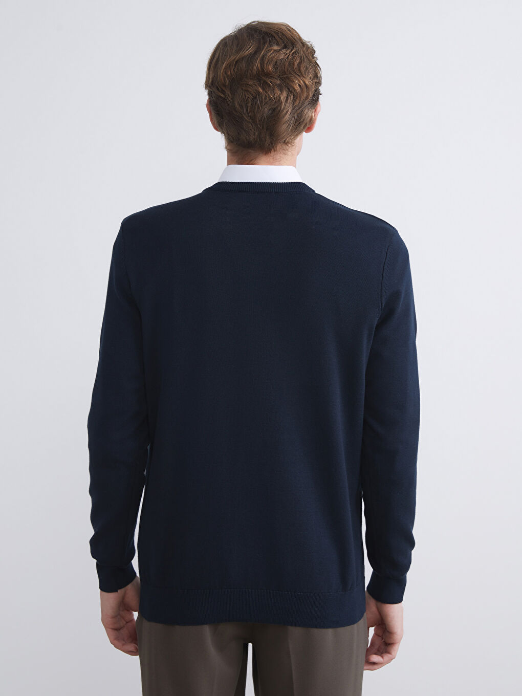 Lacivert V Yaka Erkek Triko Kazak-3