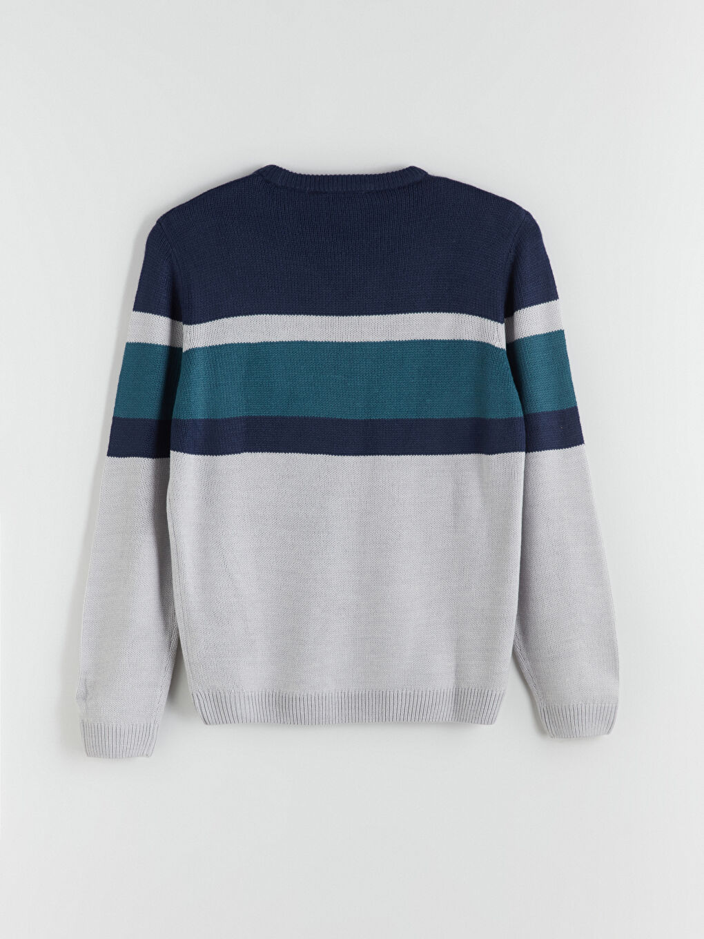 Crew Neck Long Sleeve Color Block Men's Knitwear Sweater-1