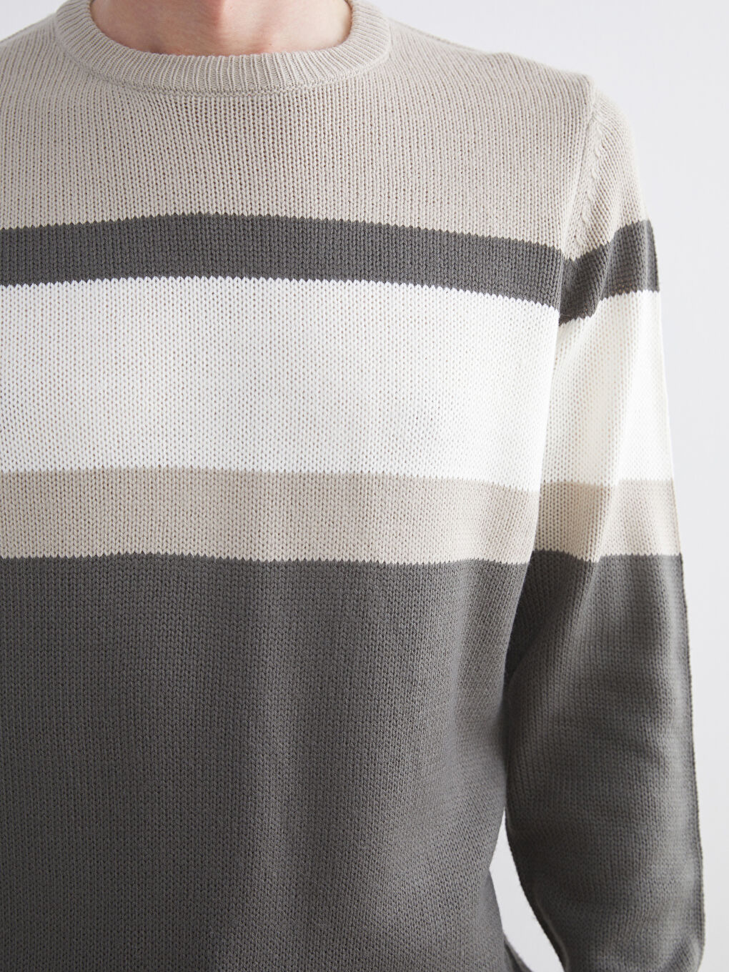 Pull-over en Tricot à Col Rond et Manches Longues Bloc de Couleurs pour Hommes-4