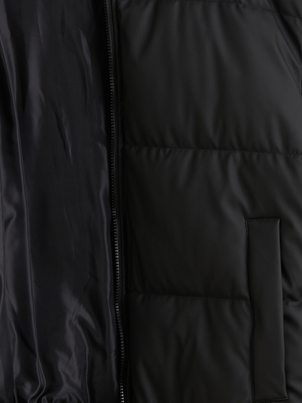 Siyah Dik Yaka Erkek Deri Görünümlü Şişme Mont-6