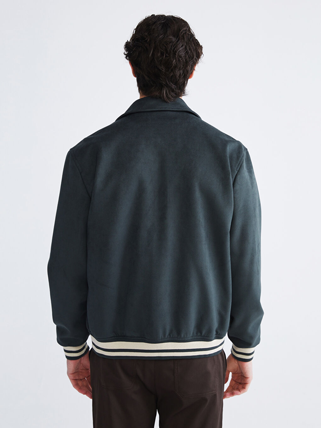 Вільний крій пальто із замші з відкладним коміром для чоловіків-4