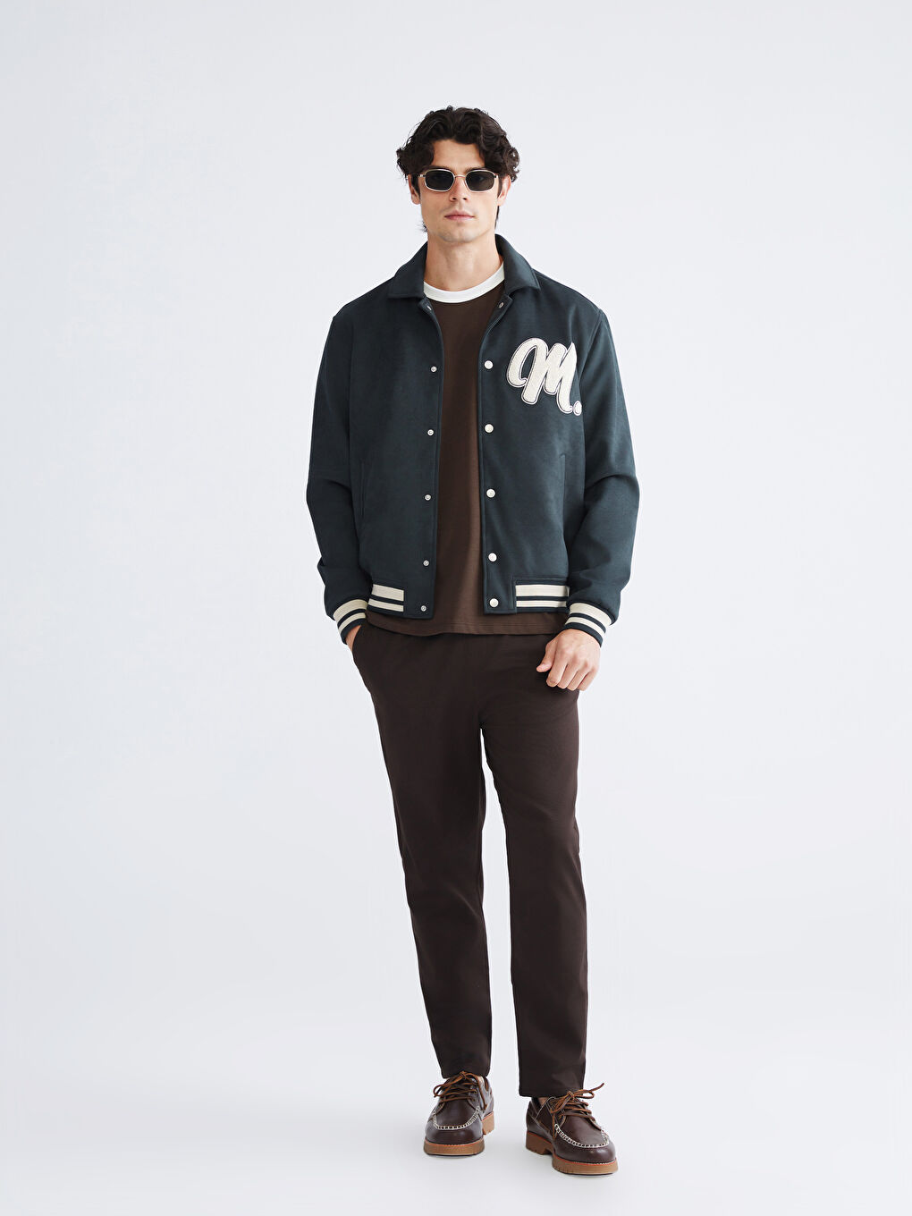 Вільний крій пальто із замші з відкладним коміром для чоловіків-1