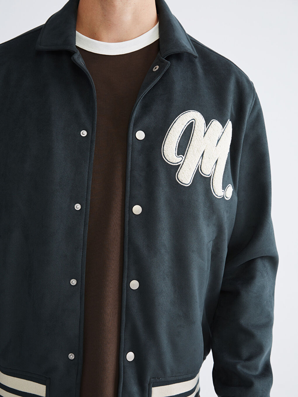 Вільний крій пальто із замші з відкладним коміром для чоловіків-2